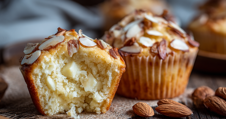 White Chocolate Almonds Muffin Recipe