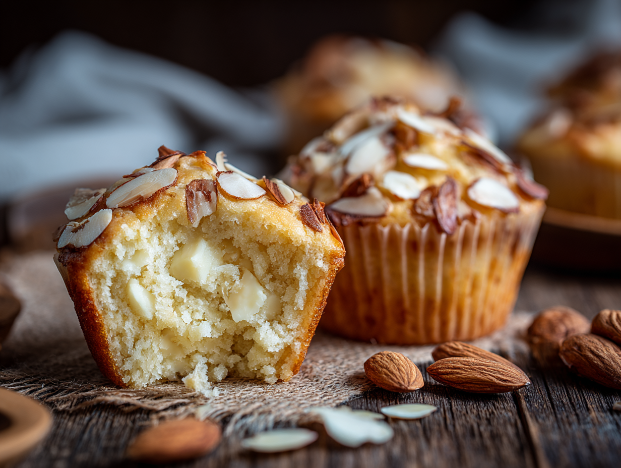 White Chocolate Almonds Muffin Recipe